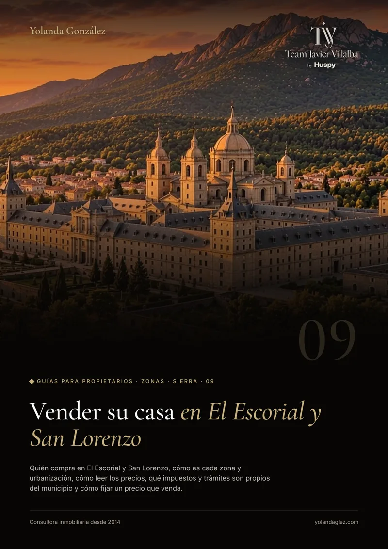 Portada de la guía Vender en El Escorial y San Lorenzo: el comprador, las zonas, los impuestos locales y cómo fijar el precio