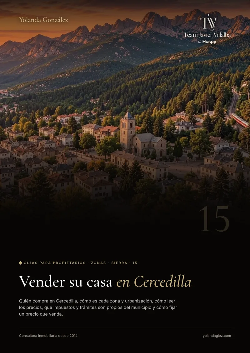 Portada de la guía Vender en Cercedilla: el comprador, las zonas, los impuestos locales y cómo fijar el precio